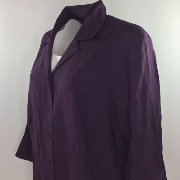 Karen Scott Woman Purple Button Up Collar Blouse Top Office Work Church Size XL - Picture 3 of 13